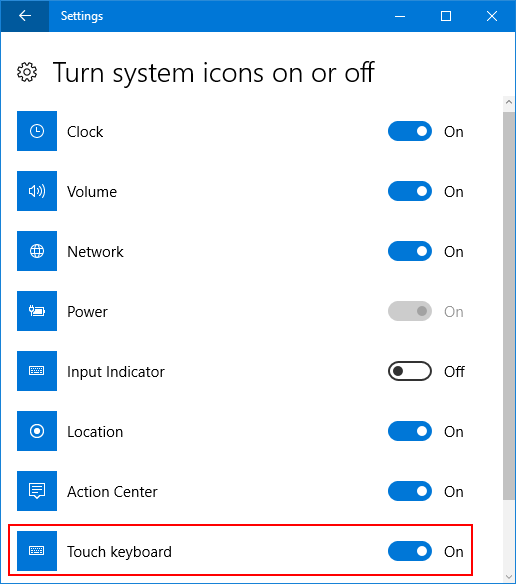 Show or Remove Touch Keyboard Icon on Windows 10 Taskbar Password