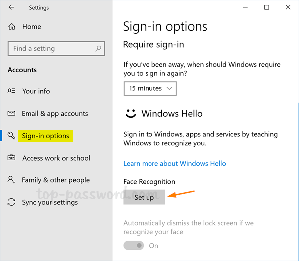 How to Set up Windows Hello to Log into Windows 10 Password Recovery