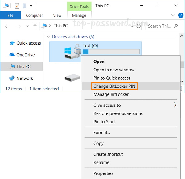 Change Windows 10 Bitlocker Pin Password Recovery