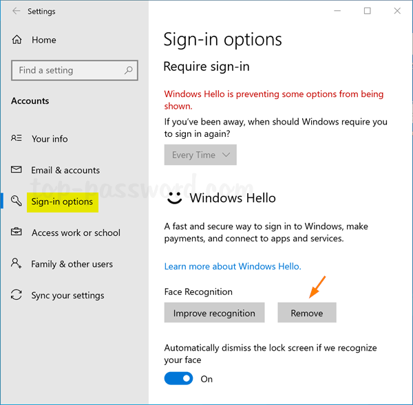 How to Disable Windows 10 Face Recognition or Fingerprint Login