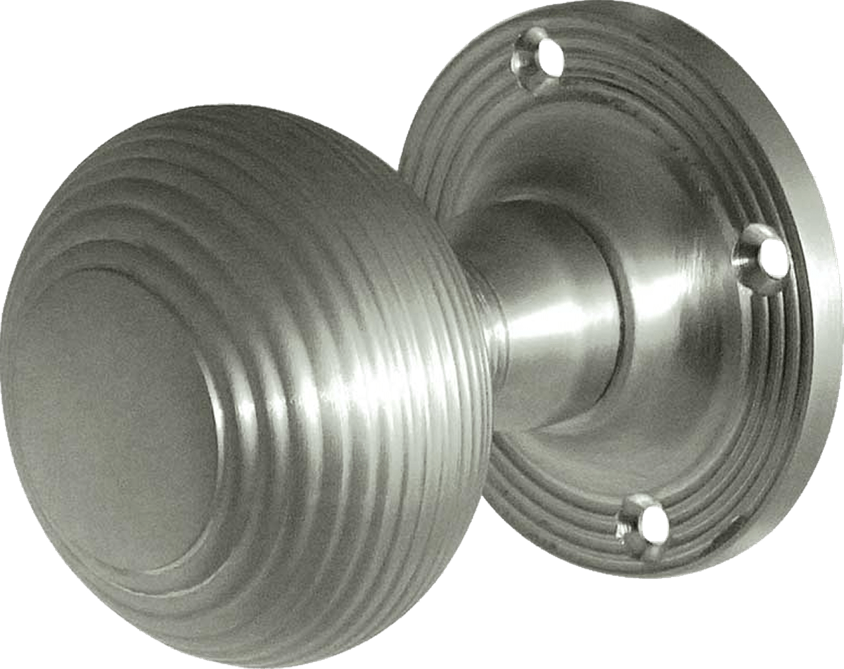 JR6M Satin Chrome Reeded Door Knob Set