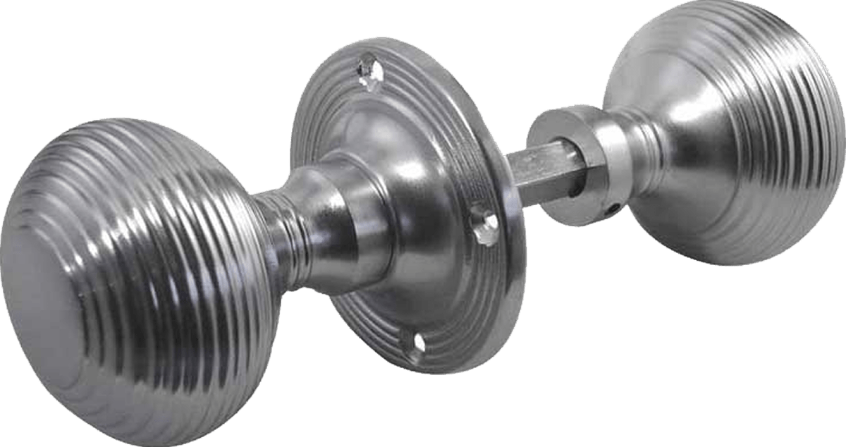 JR6R Satin Chrome Reeded Rim Knob Door Knob Set
