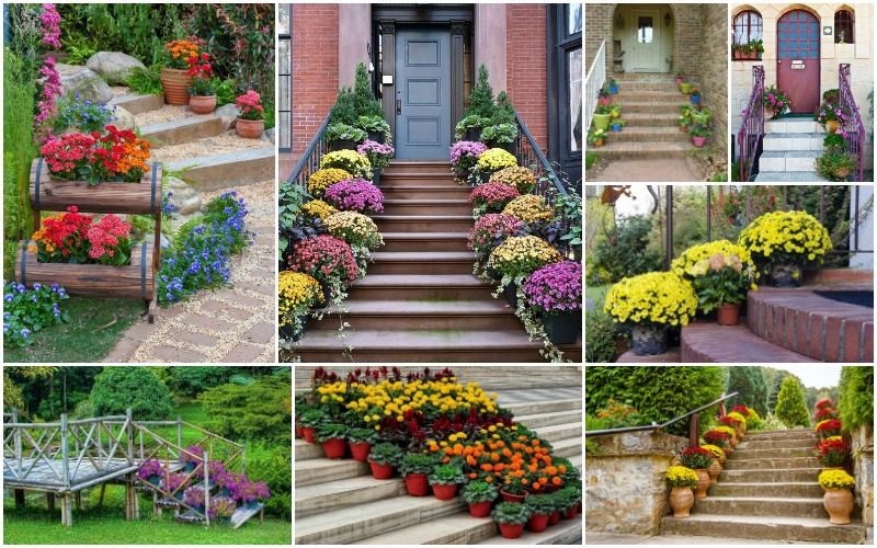 How To Decorate The Outdoor Steps With Flower Pots
