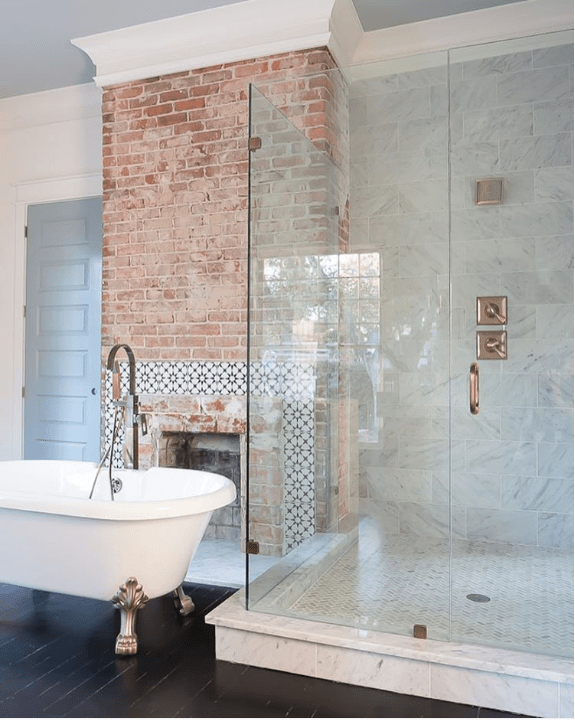 11 Contemporary Exposed Brick Wall Bathrooms You Need to See