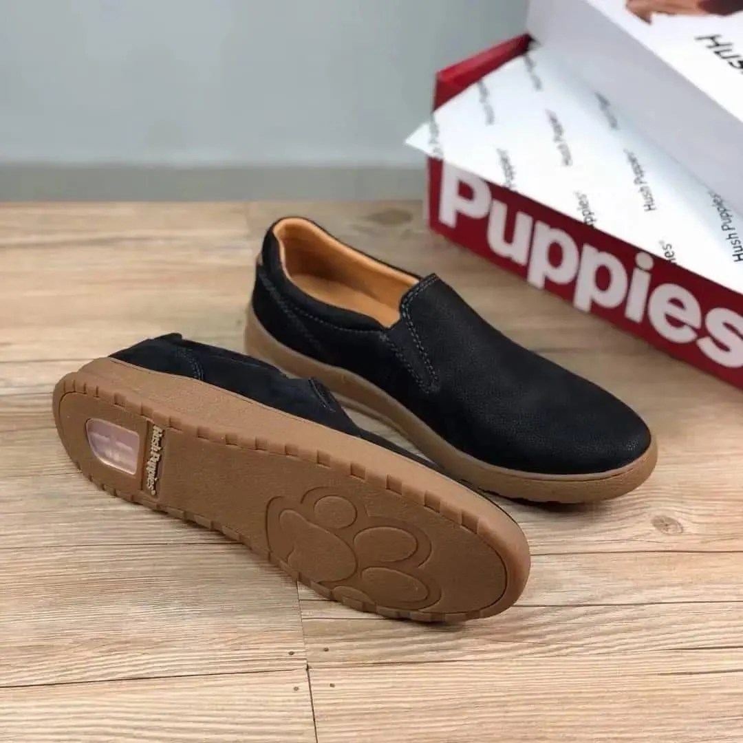 Hush puppies Black Slipon Shoes Top Edge