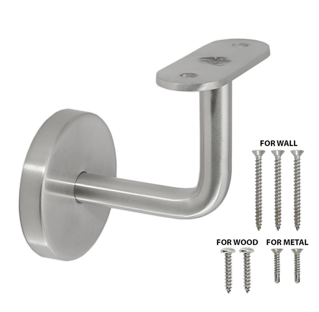 Stainless Steel Wall Mount Handrail Brackets w/ Base Flange Cover For