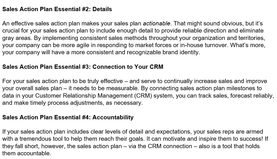Top 4 Essentials in Your Sales Action Plan Top Line Solutions