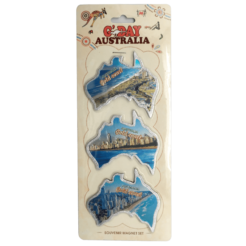 Australian Souvenir Fridge 3Pcs Set Gold Coast Design Toplite