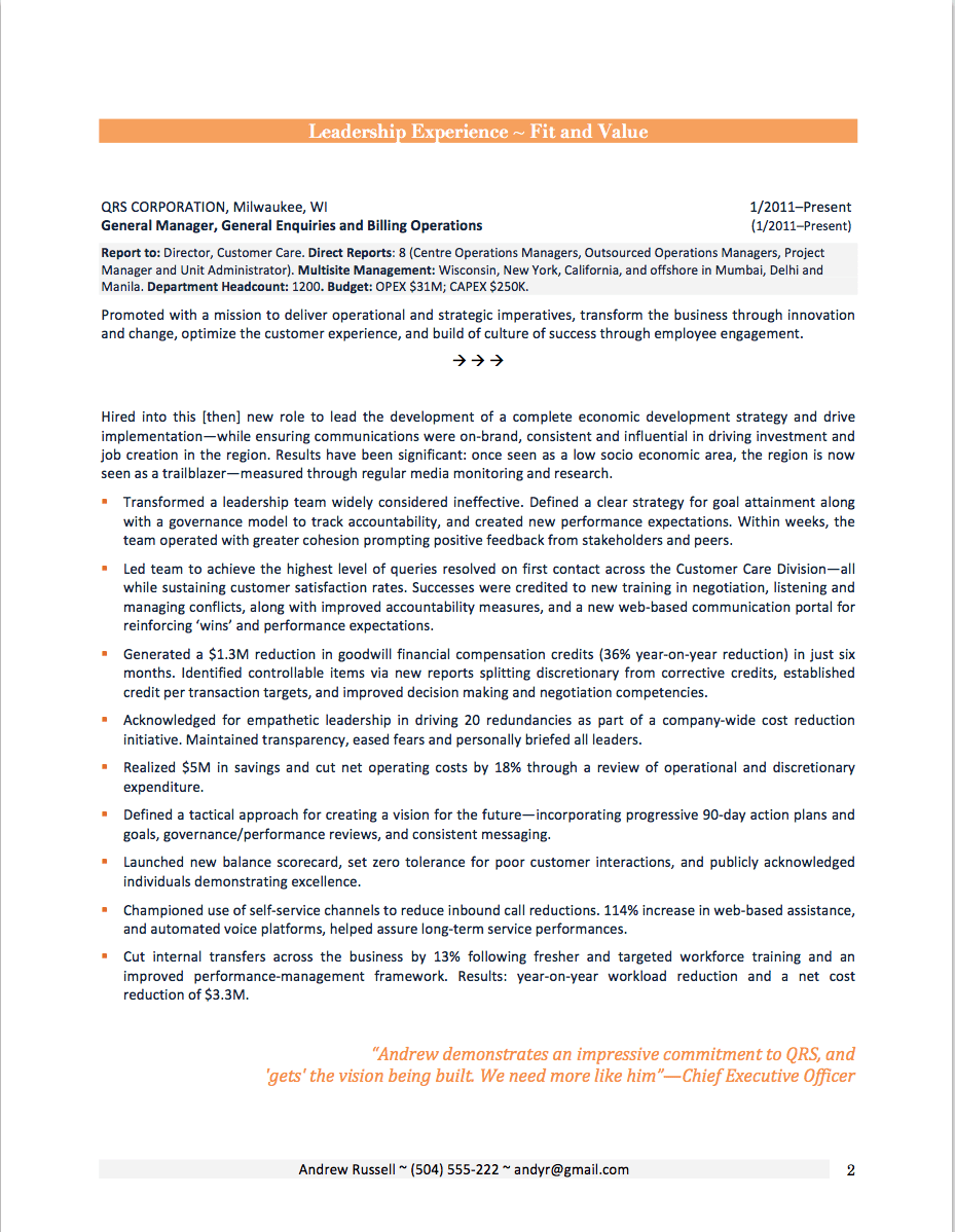 Personal value proposition statement