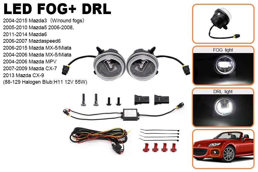 CarbonMiata Daytime Running Lights + Fogs Units for Miata NB/NBFL & NC