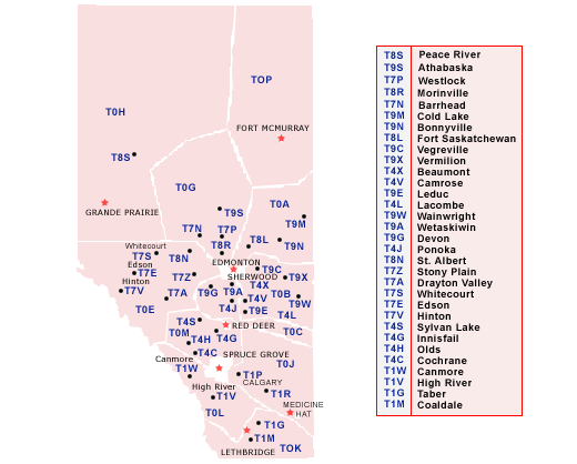 Sherwood Park Postal Code Map Fsa Codes By Alberta - Moving Tools – Topmoving.ca