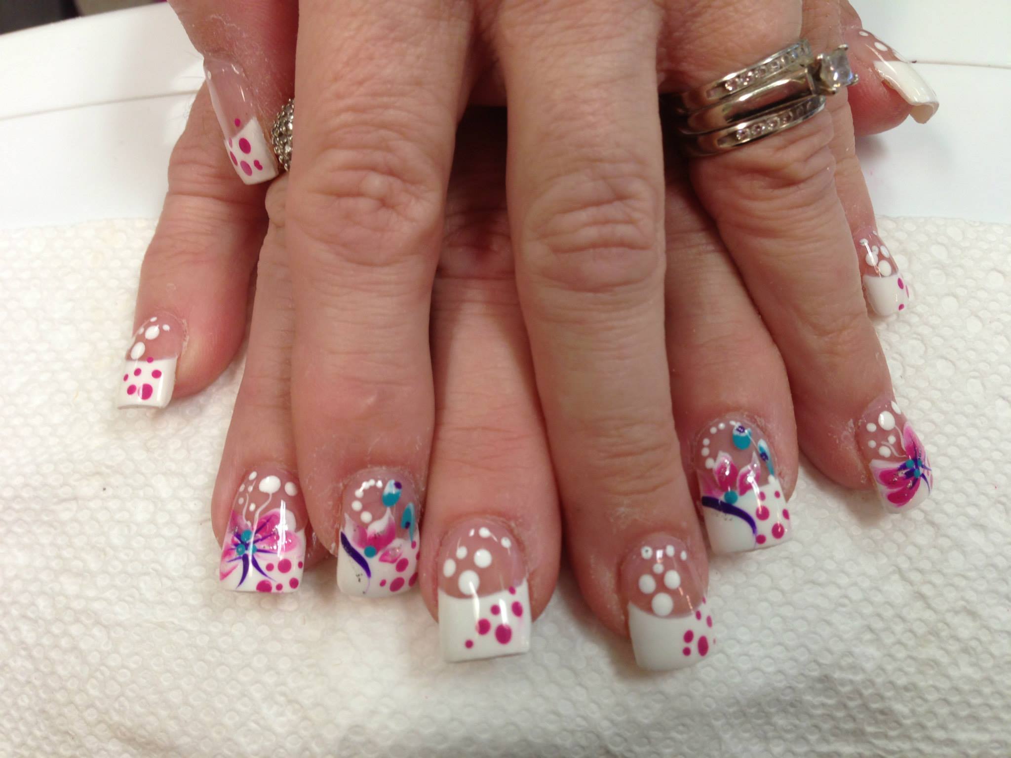 Polka Dots, nail art design by Top Nails, Clarksville TN. Top Nails