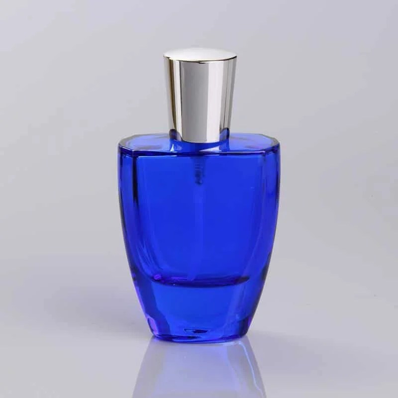 Blue glass perfume bottle,Elegant perfume bottle supplier Huayi