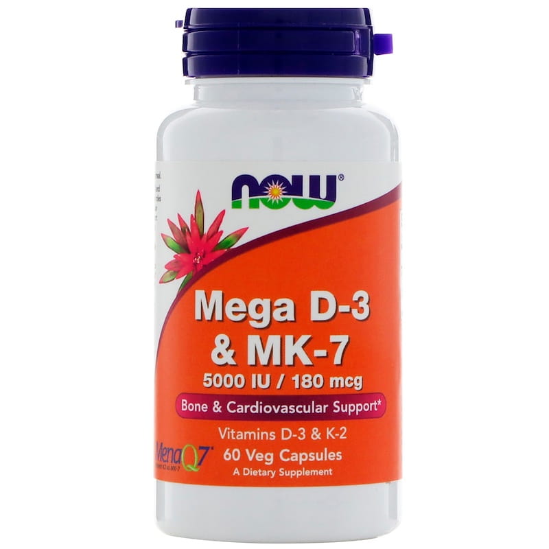 Now Foods Mega D3 K2 MK7 5000iu 180mcg, 60 caps TOPwitaminy