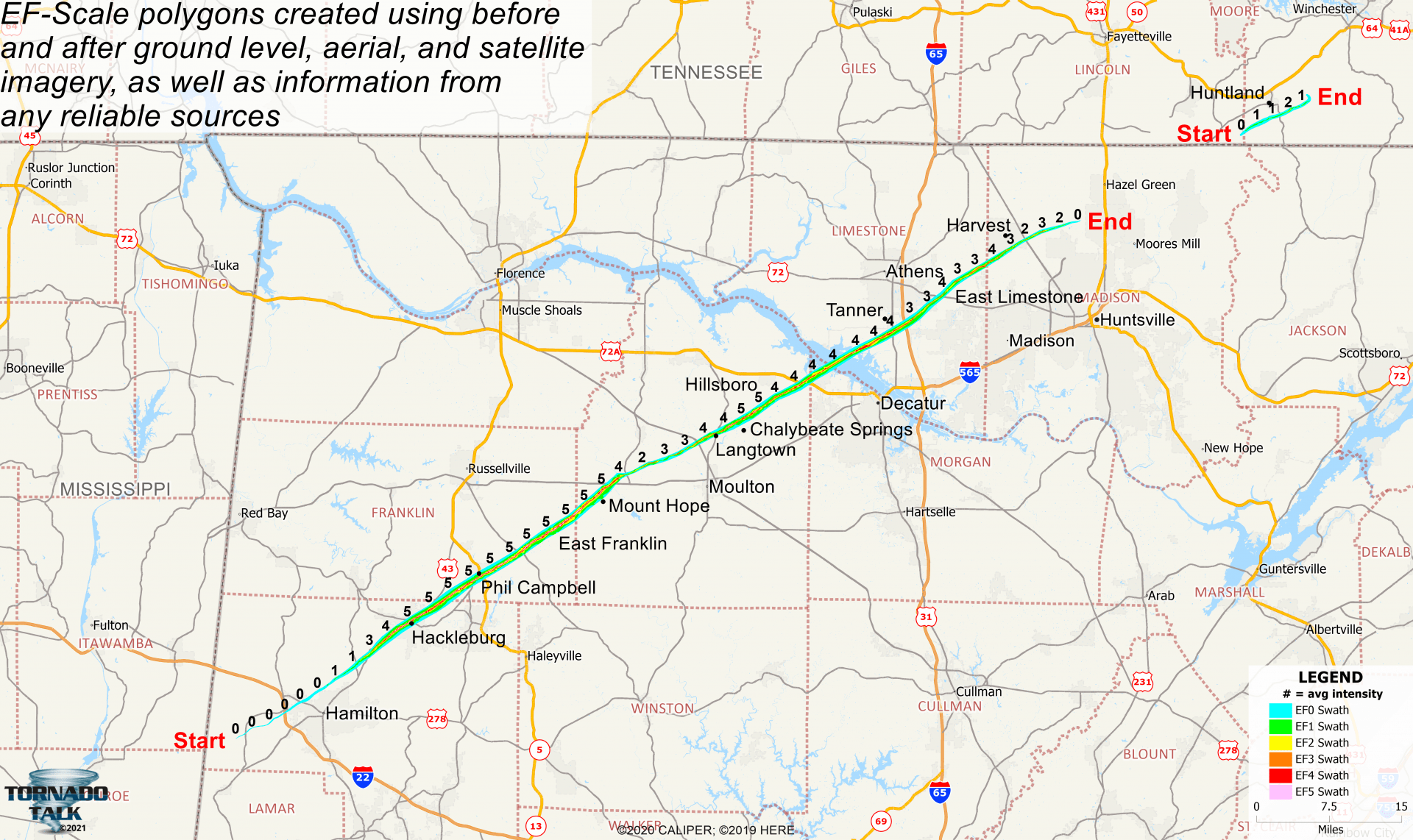 Overview of the HackleburgHarvestHuntland ALTN Tornadoes of April 27