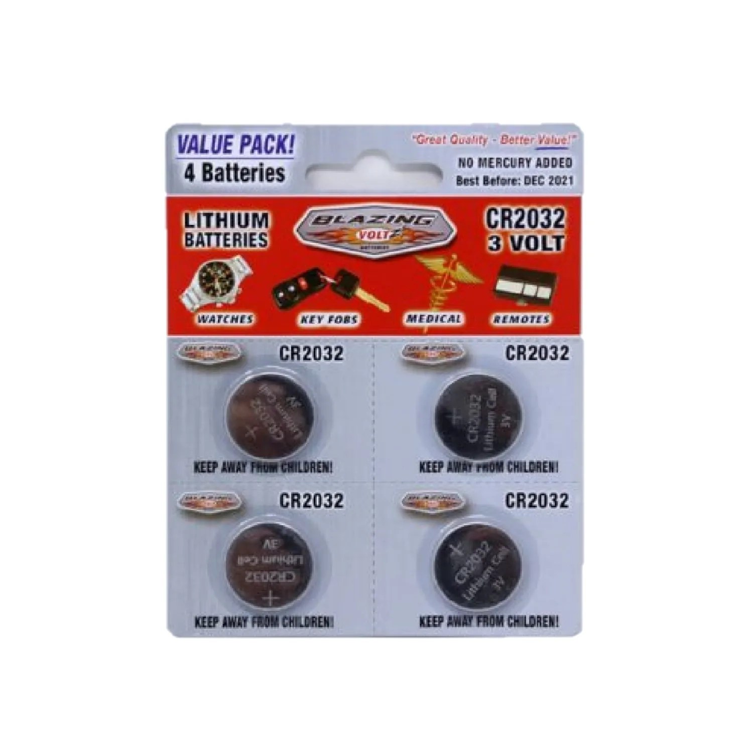 Lithium 3V Battery CR2032 (4pack)