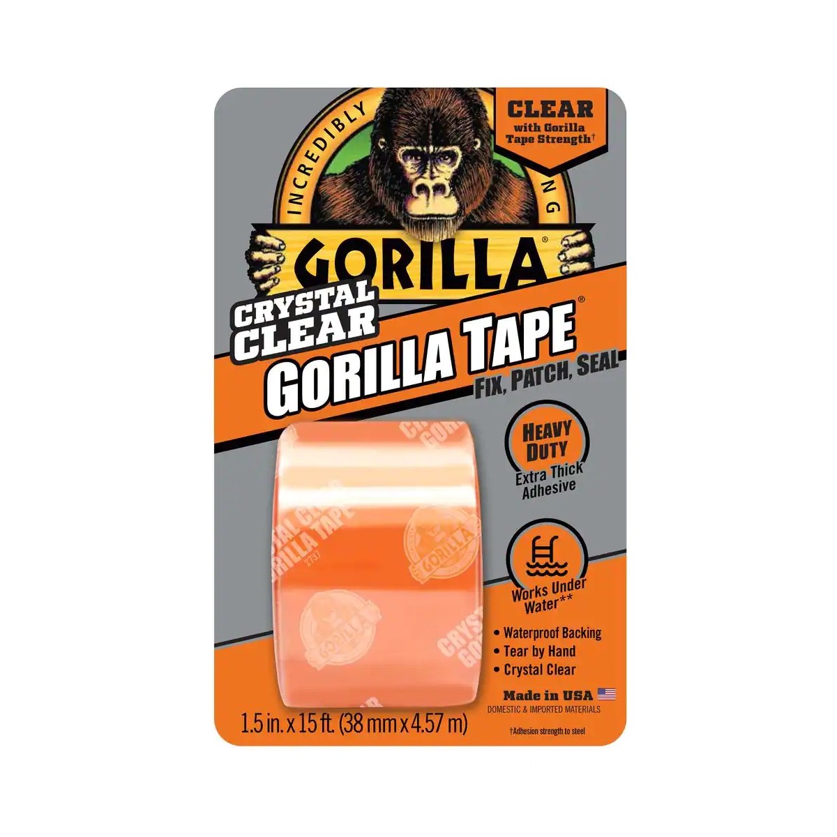 Crystal Clear Gorilla TapeFix Patch Seal 1.5"