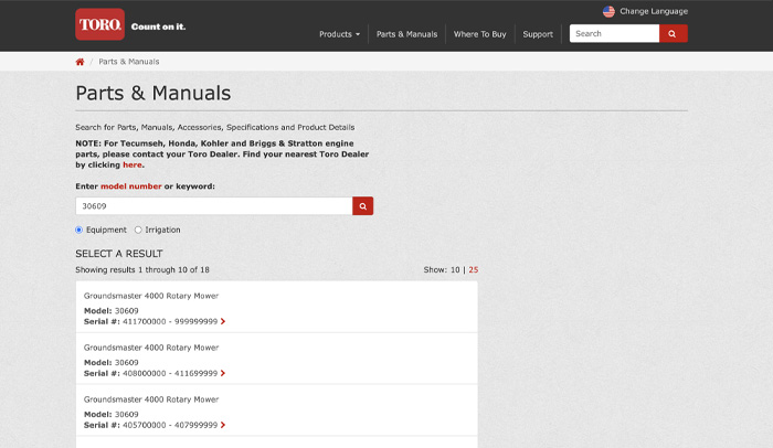 How-To Locate Your Maintenance and Repair Information on Toro.com