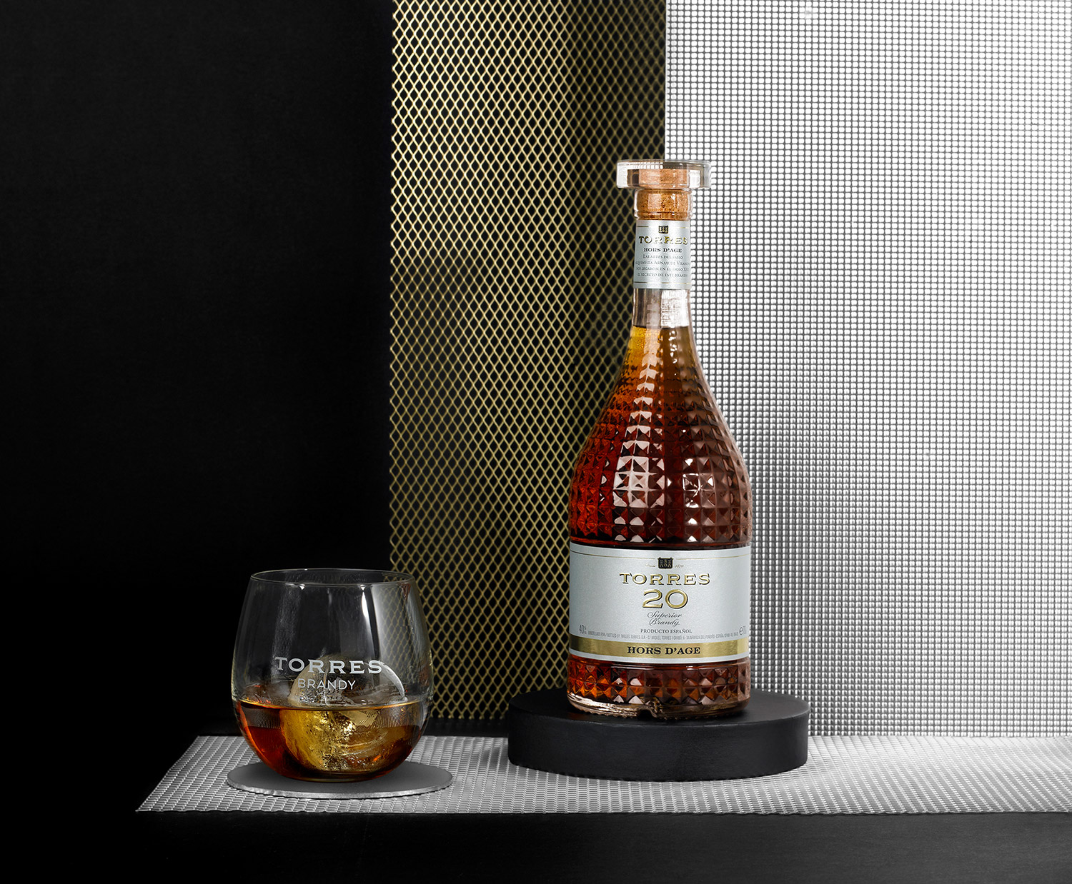 Torres 20 brandy on the rock.