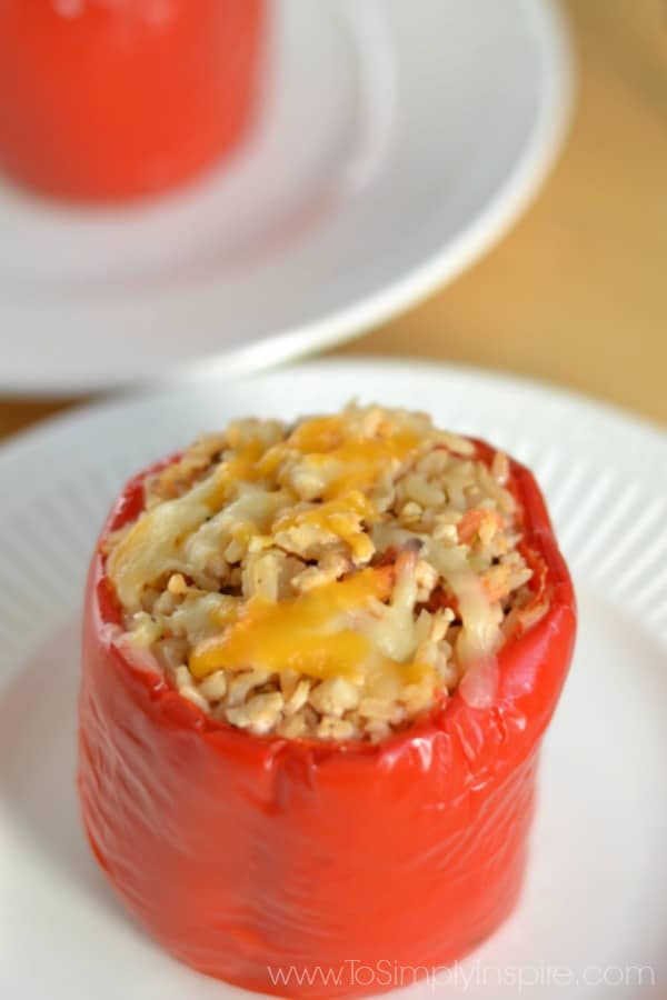Stuffed Red Peppers with Brown Rice and Turkey To Simply Inspire