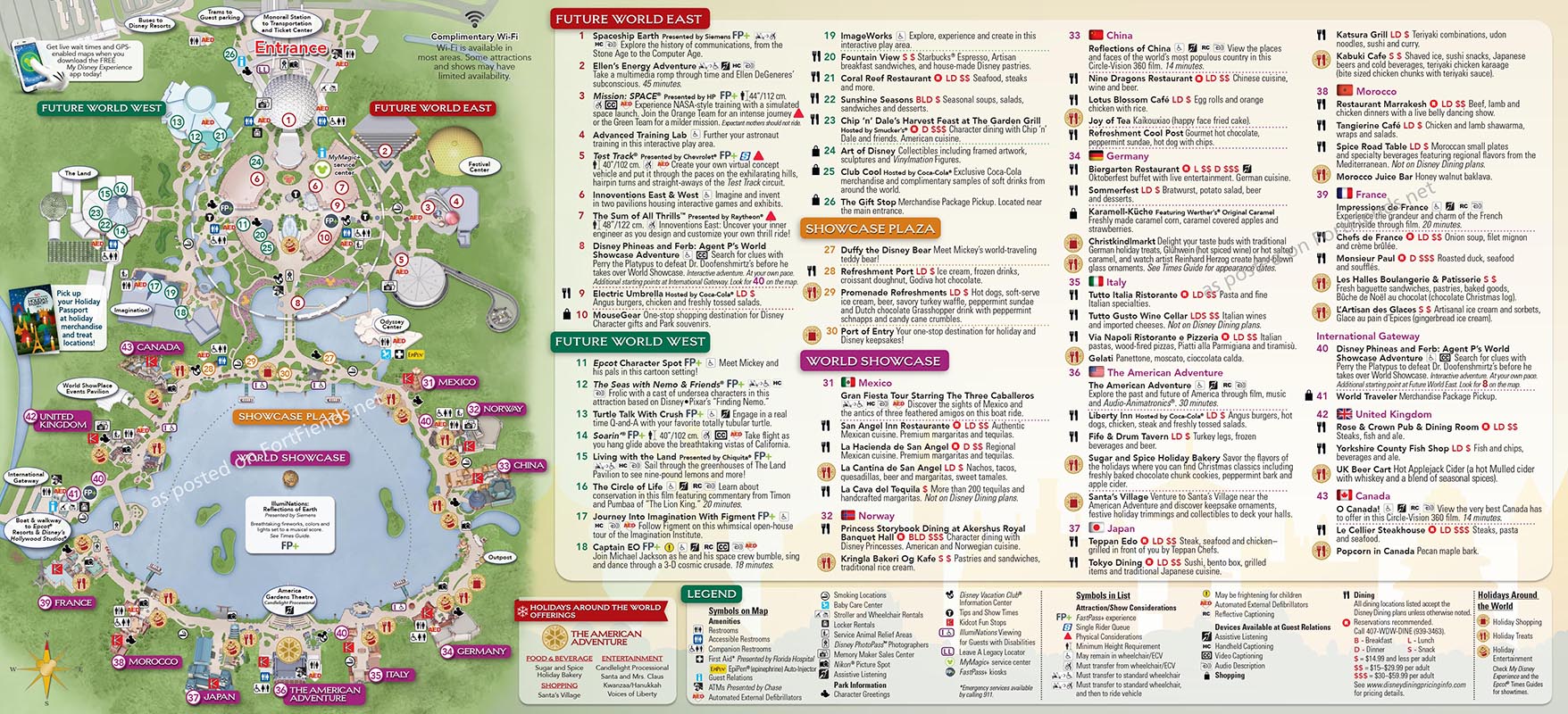 Park Map Epcot (Holiday 2014) Park Maps Fort Fiends