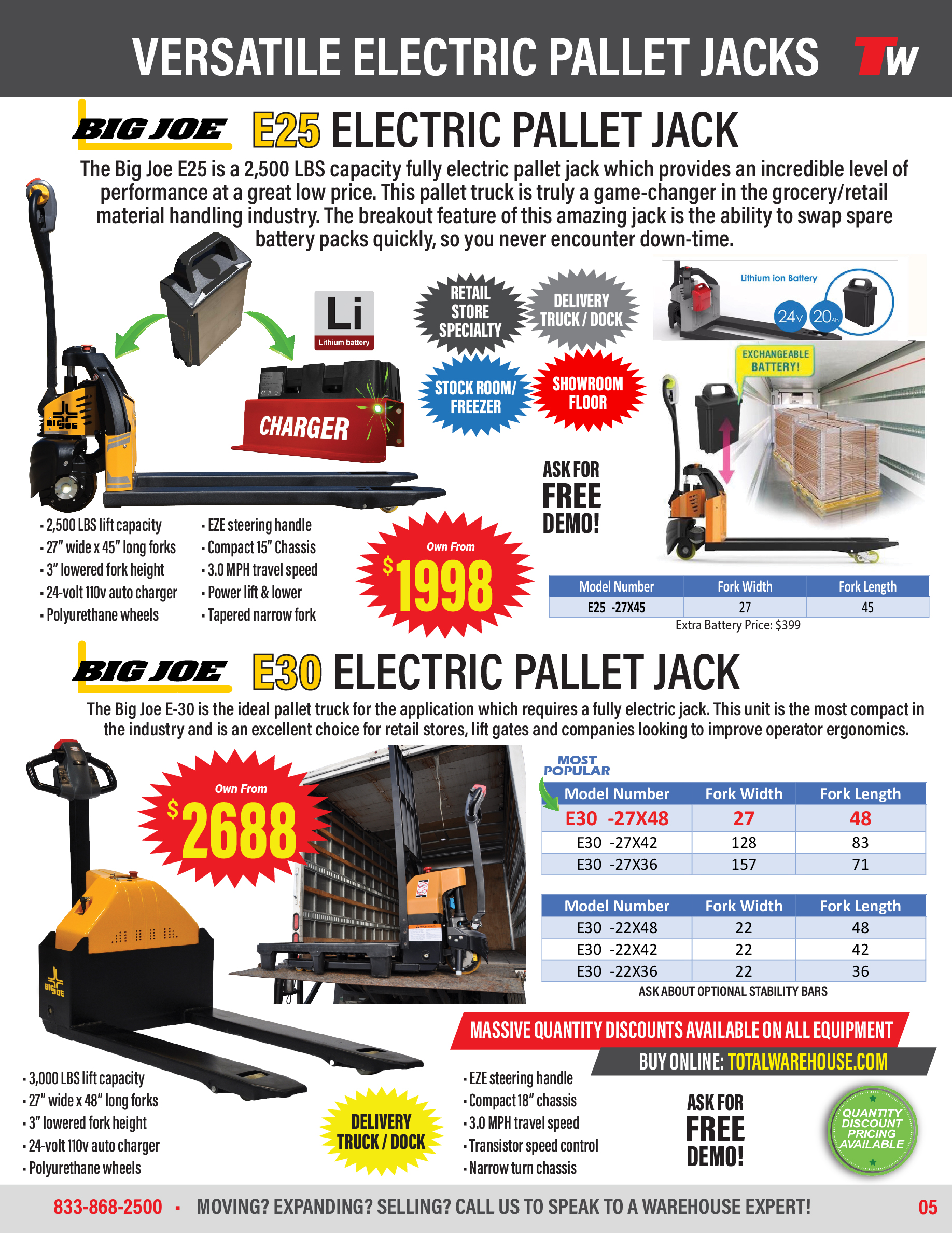 Big Joe E25 Electric Pallet Jack Total Warehouse