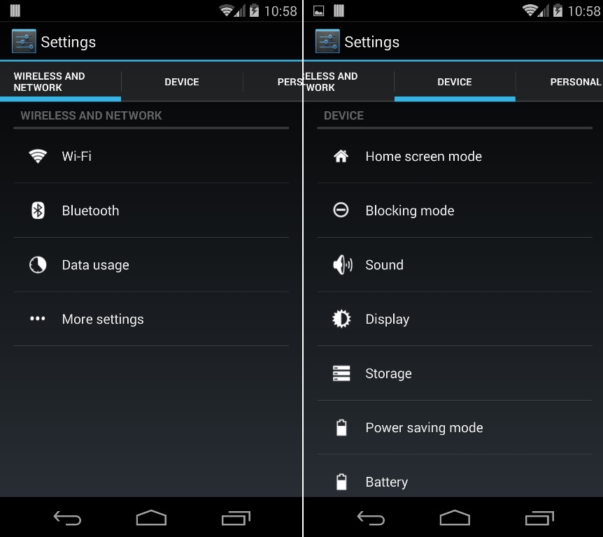 Change Android Setting App into Tabbed Menu with Biftor Settings