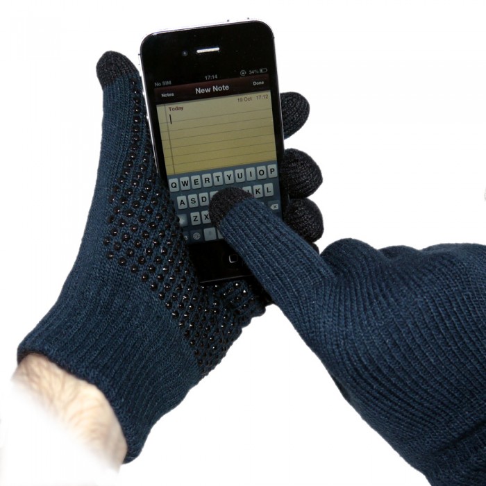 Navy Grip Touchscreen Gloves