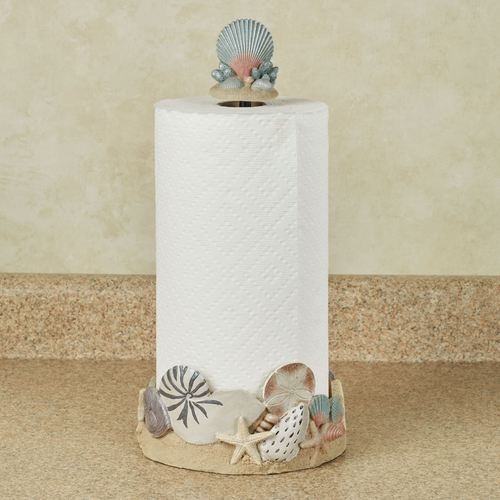 By the Sea Sand Coastal Seashell Paper Towel Holder