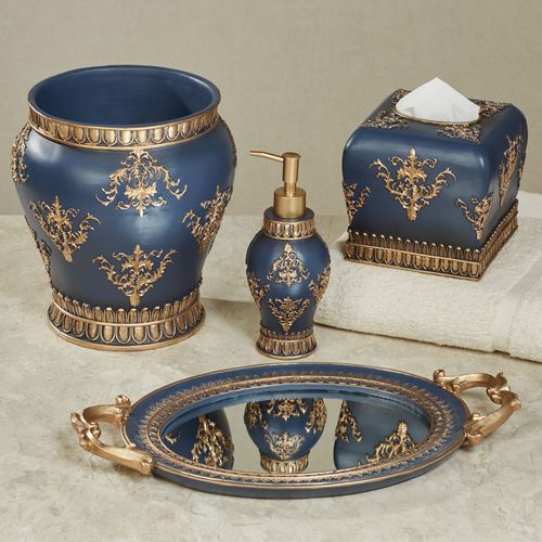 Palecia Gold Fleur Traditional Navy Bath Accessories