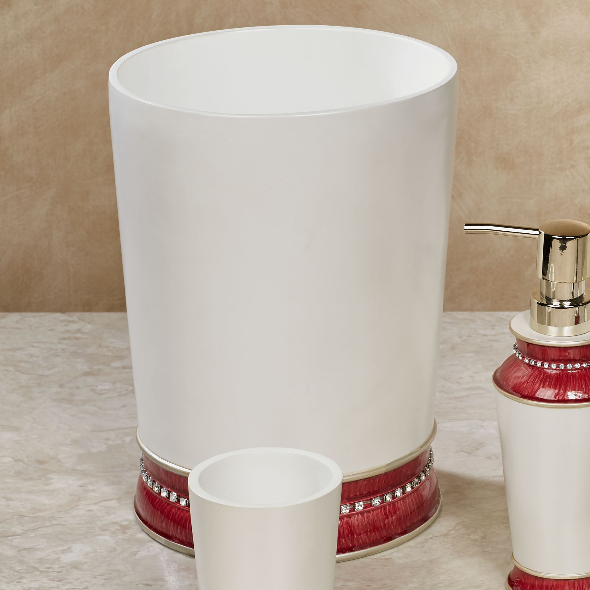 Chic Red Trim Bath Accessories