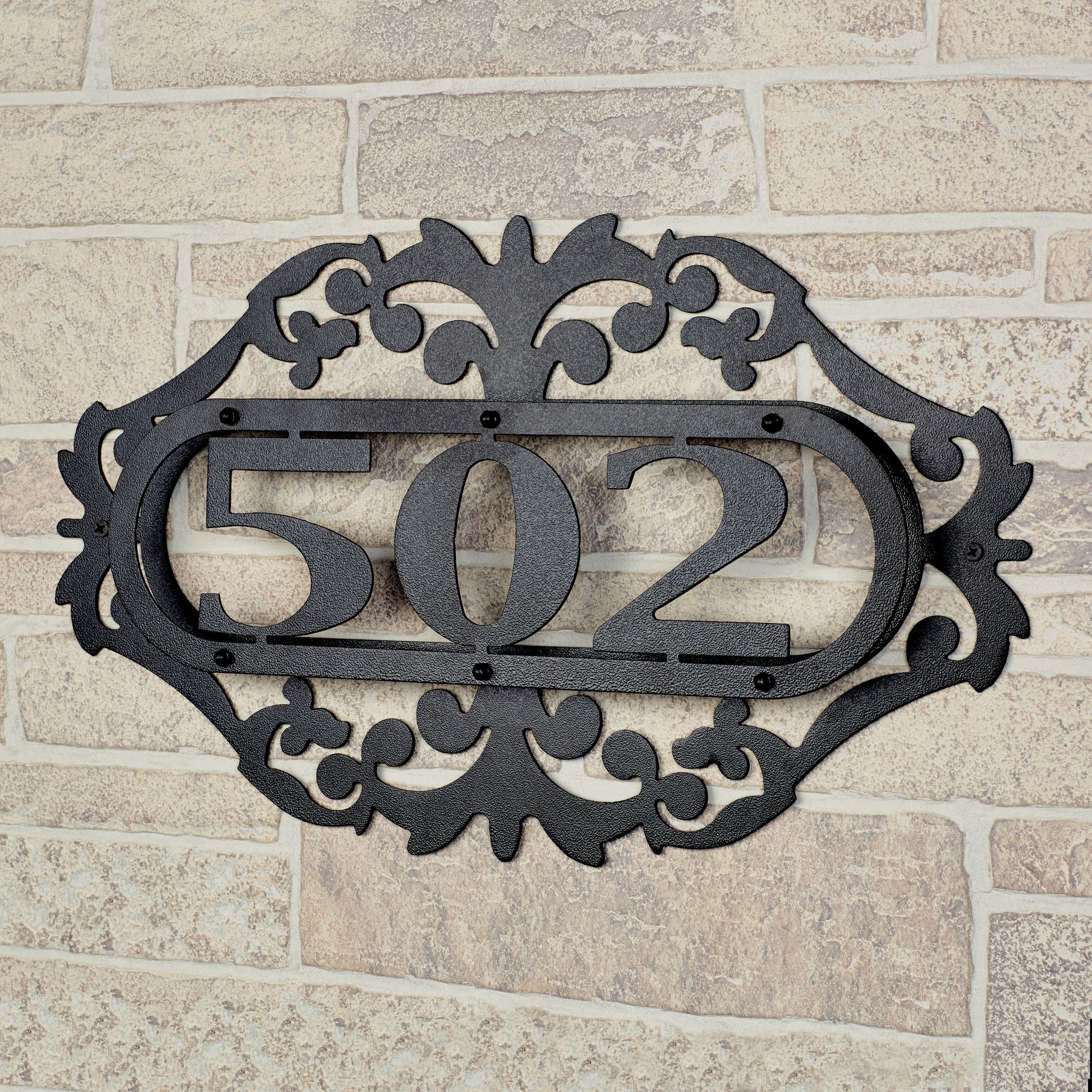 LaRoyal Black Metal House Number Address Plaque