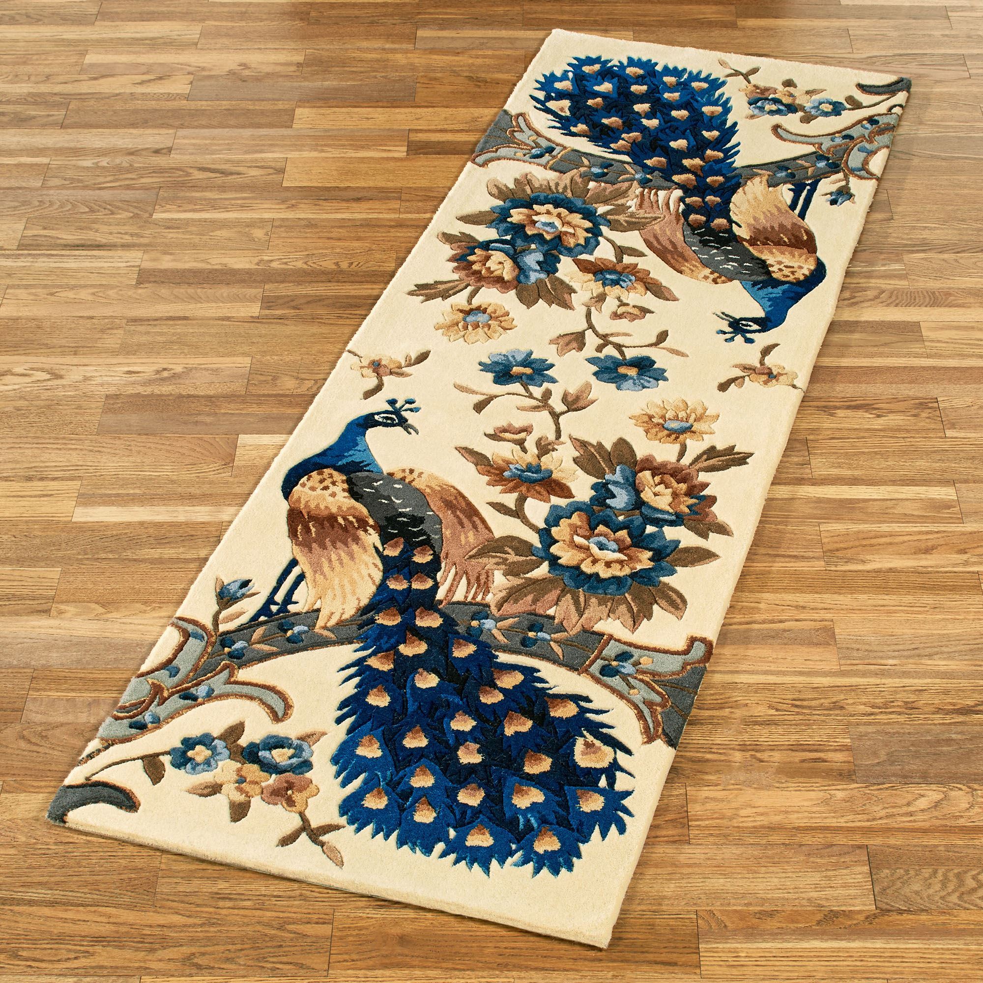Majestic Peacock Vanilla Rug Runner