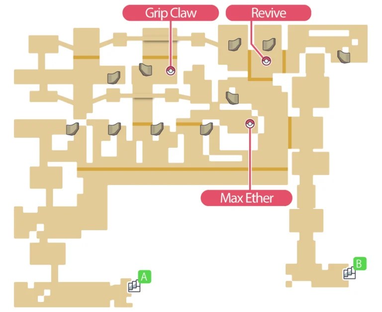 Pokémon Brilliant Diamond and Shining Pearl Wayward Cave Map Touch