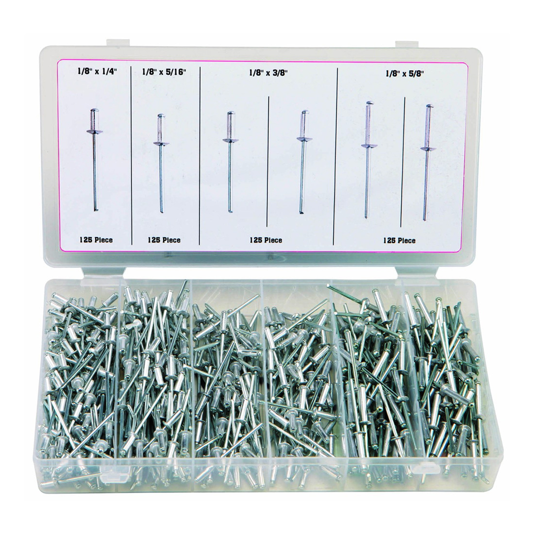 500 Piece Aluminum Blind Rivet Assortment Touch Up Zone
