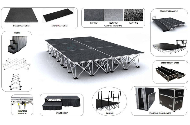 Portable Stage System with Lighting Aluminum Truss Used Concert Stages