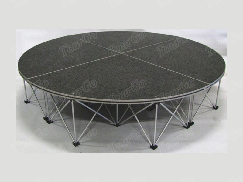 Portable Circular Stage Platform Riser /Grey Carpet — 6ft x6ft TourGo