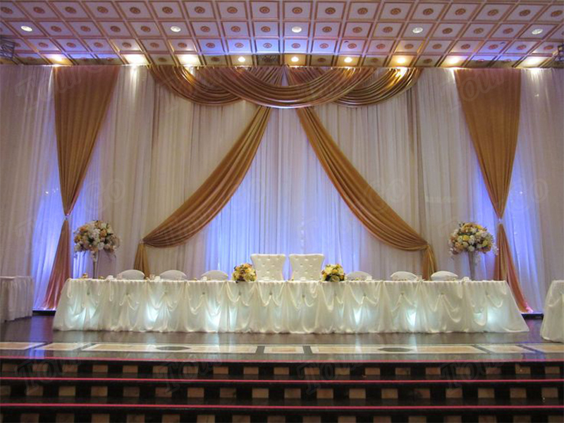 TourGo innovative round pipe and drape wedding reception backdrop