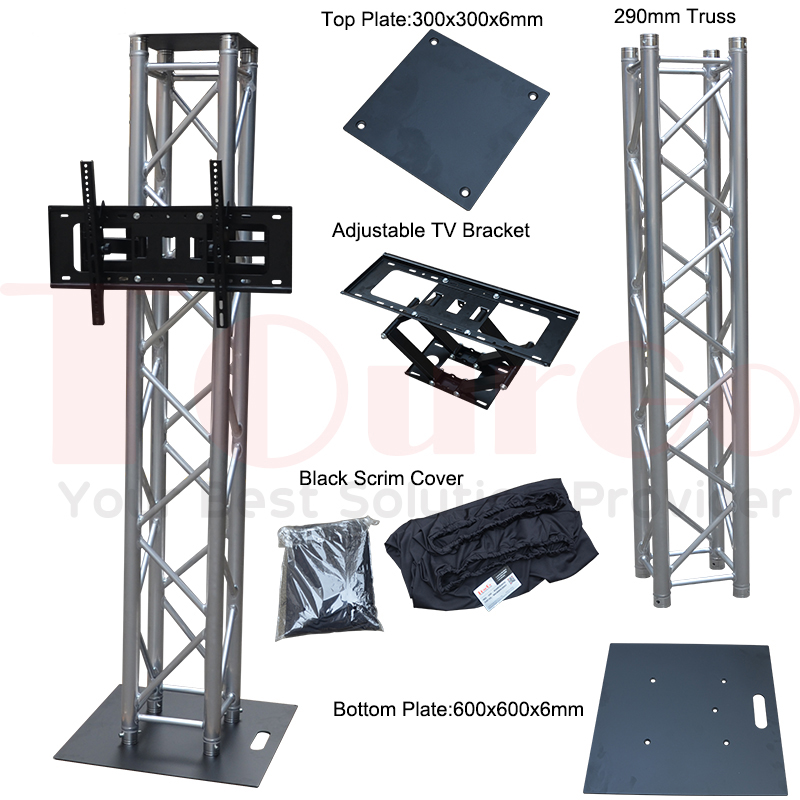 2m 6.56 ft Tall Aluminum Truss TV Stand for 50 inch Monitors Silver