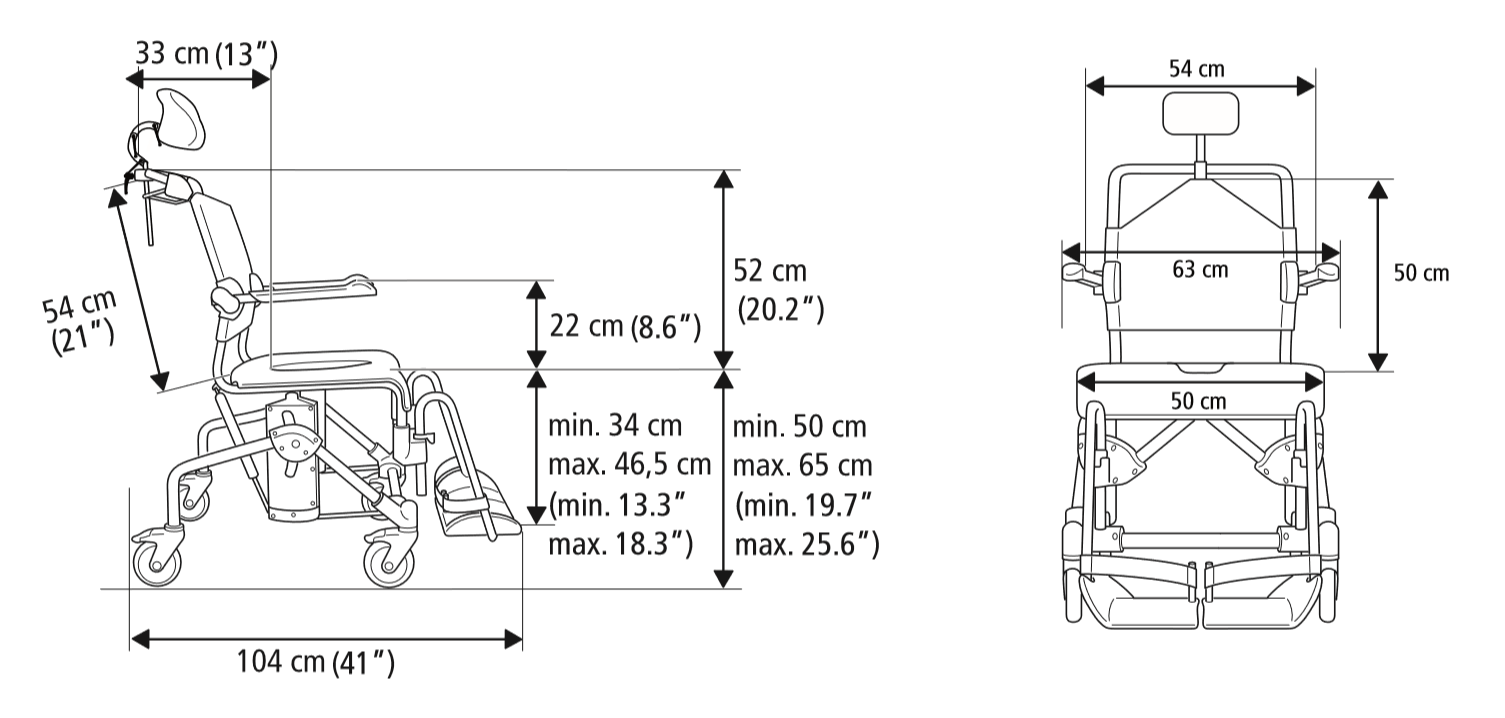 Fauteuil de douche inclinable Swift Mobile XL Fauteuil roulant