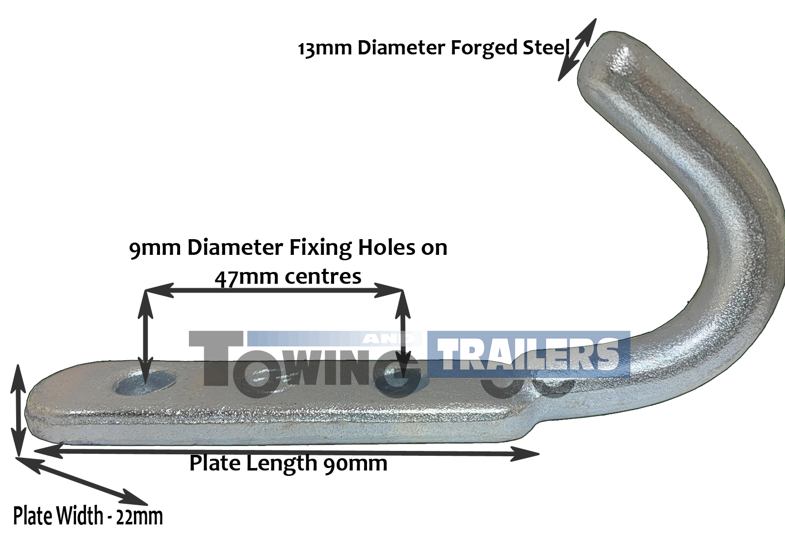 Heavy Duty Rope Hook Steel BZP Bolt On Steel