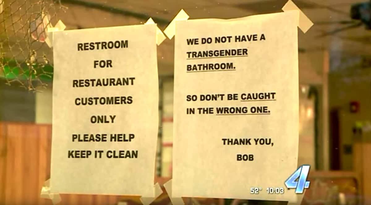 Restaurant Owner Warns Transgender Customers Don't Be Caught In The