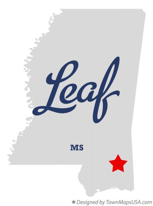 Map of Leaf, MS, Mississippi