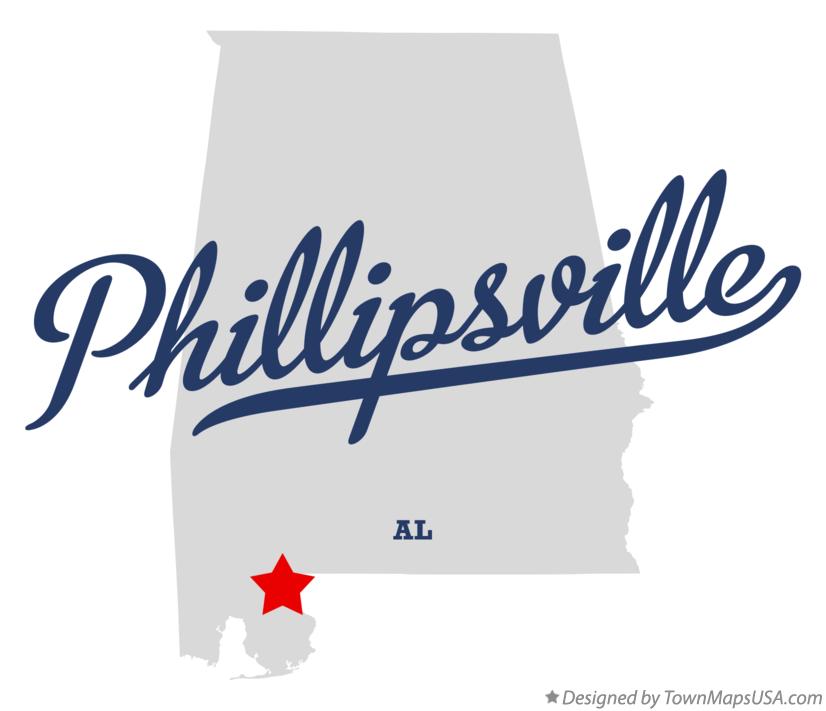 Map of Phillipsville, AL, Alabama