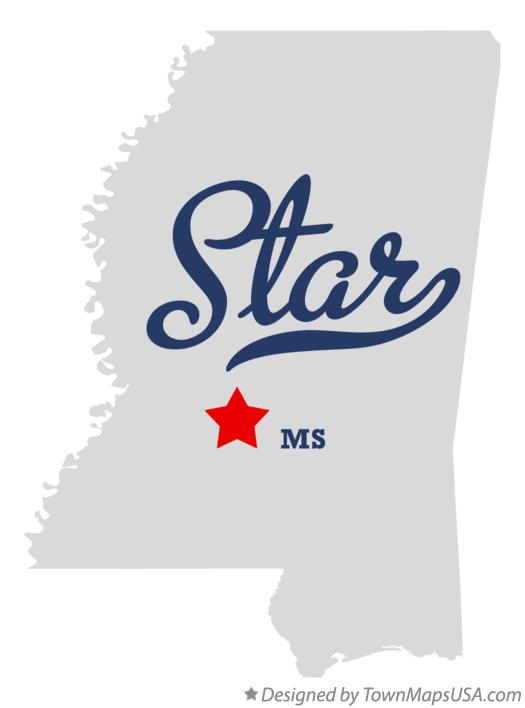 Map of Star, MS, Mississippi