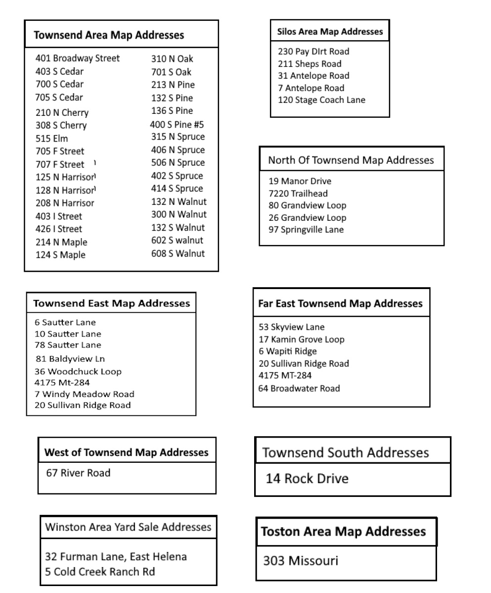 2024 Broadwater CountyWide Yard Sale Maps Townsend Montana