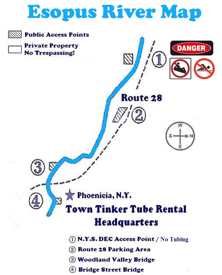 Esopus Creek River Map The Town Tinker Tube Rental