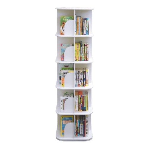 5 Tier Square Bookshelf, 360° Rotating Stackable Shelves Bookshelf