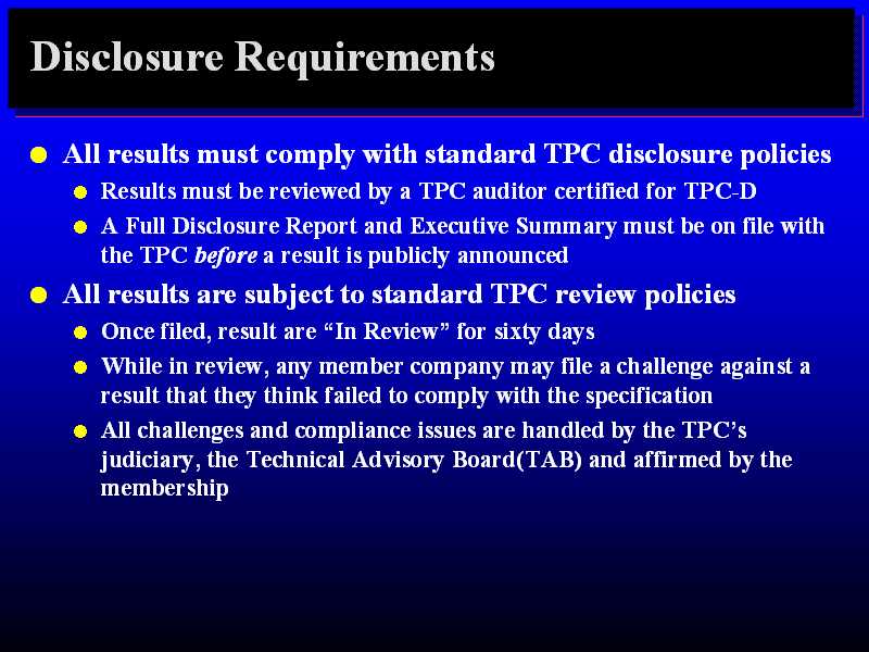 Disclosure Requirements