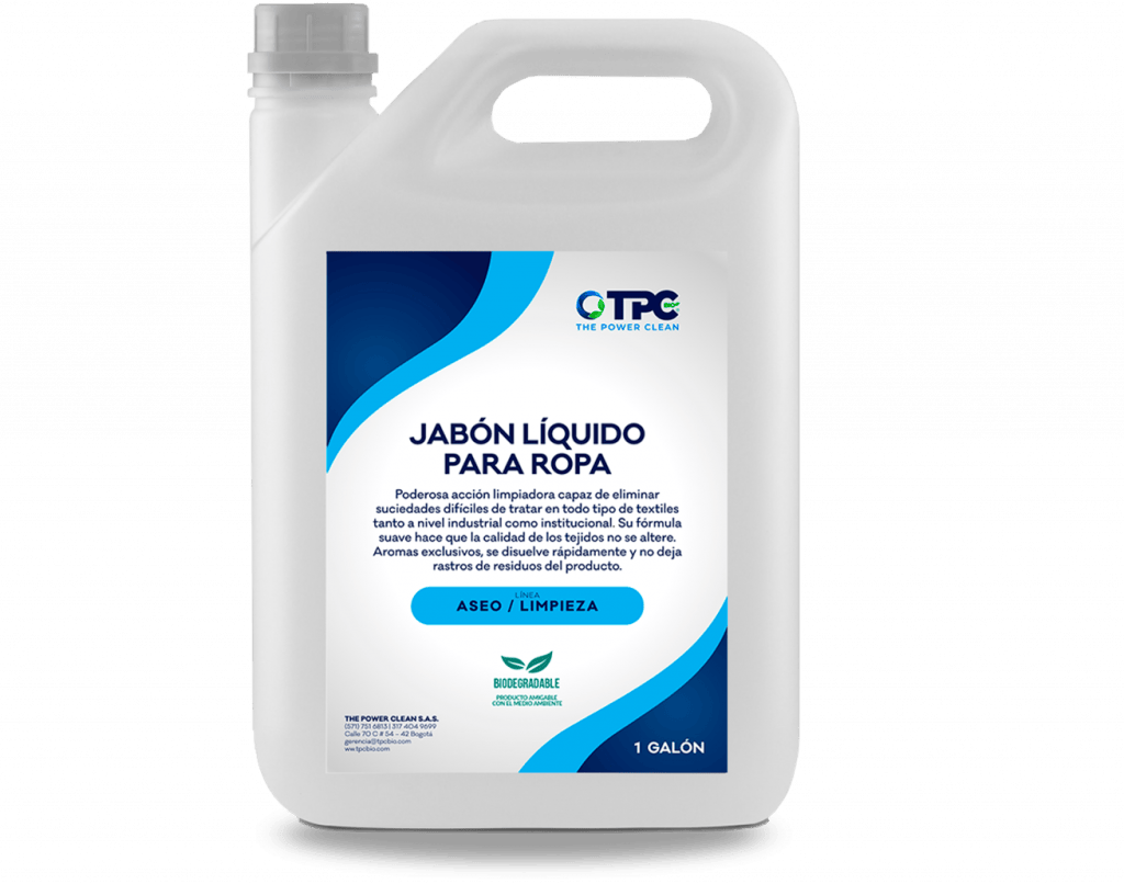 Jabón líquido para ropa Litro, Galón, Garrafa TPC Bio